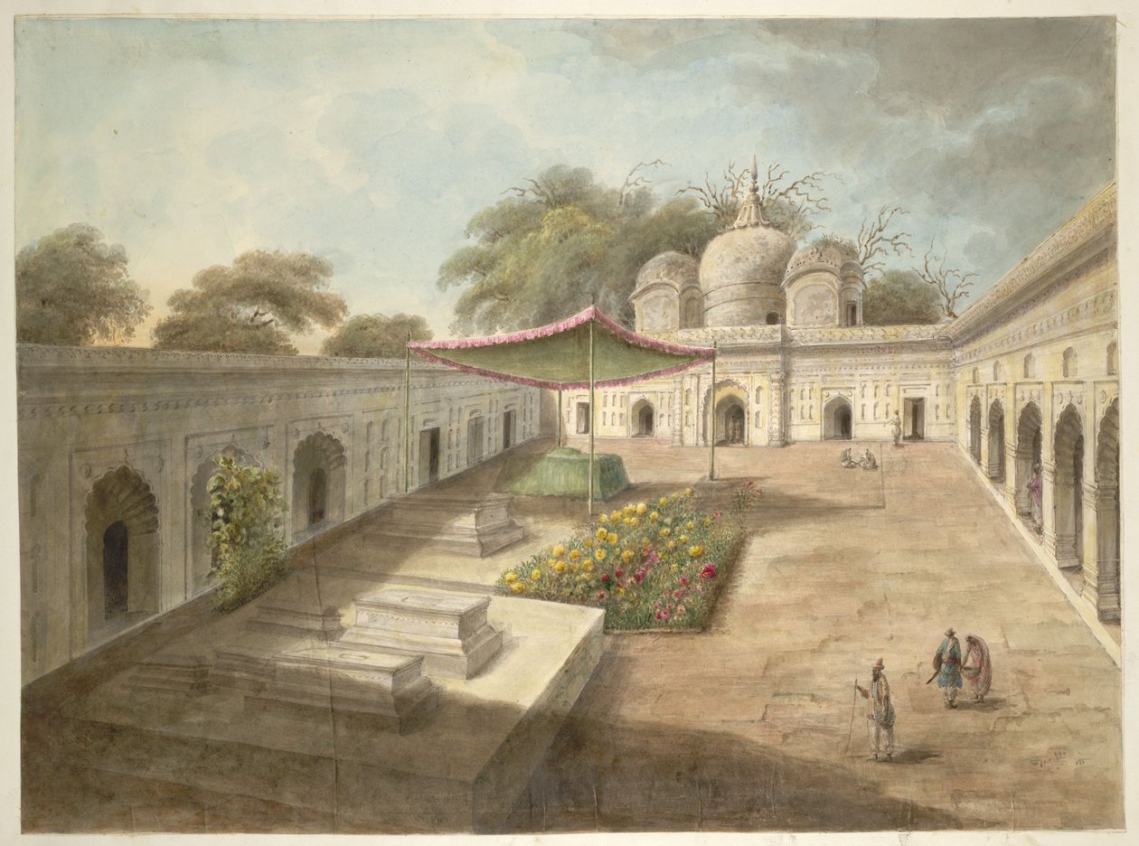 Une mosquée avec des tombes et un sanctuaire dans sa cour, Najibabad, 1814-15 - Sita Ram