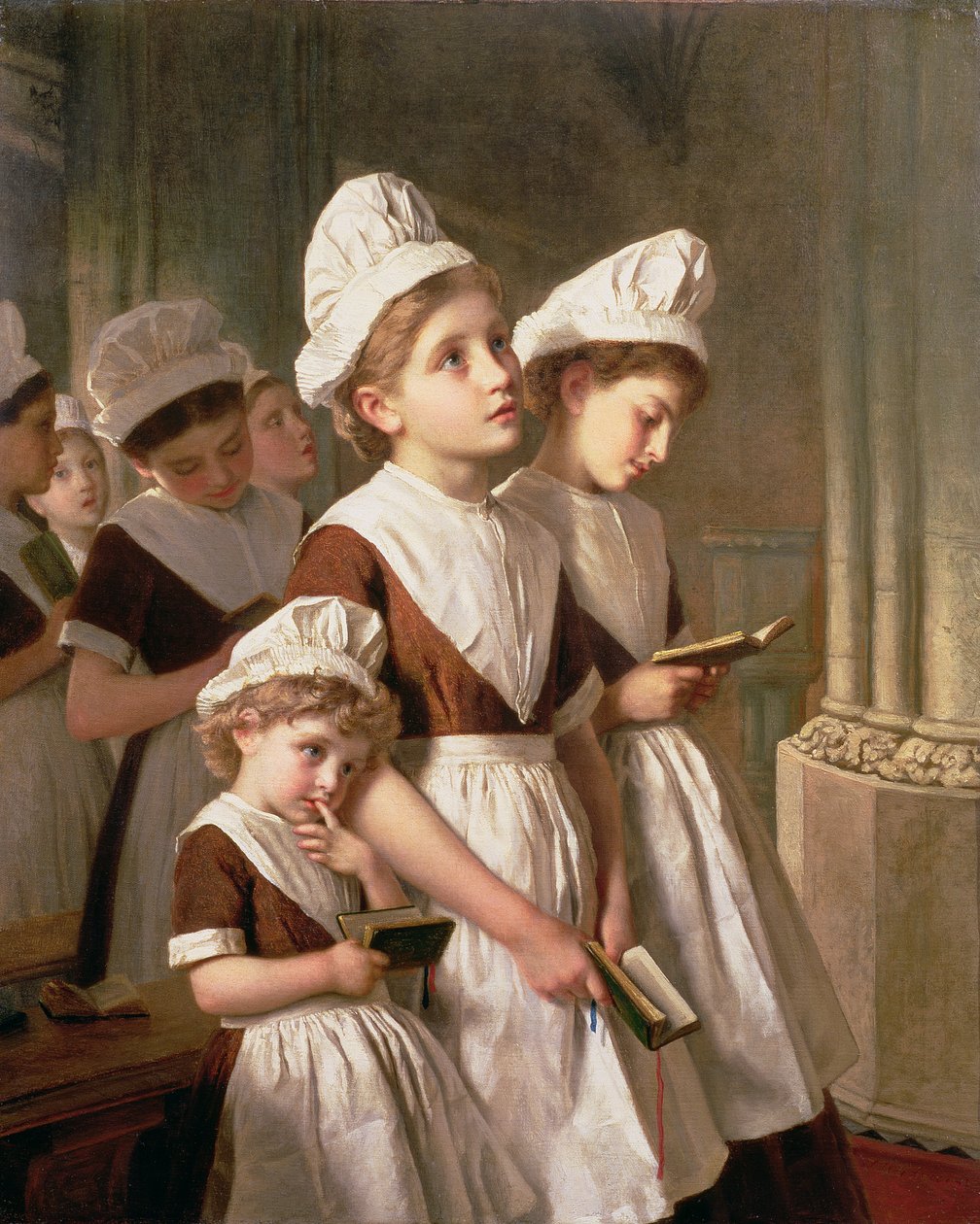 Filles trouvées en prière dans la chapelle, c.1877 - Sophie Gengembre Anderson