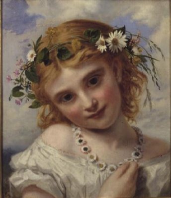 Jeune fille avec une guirlande de marguerites - Sophie Anderson