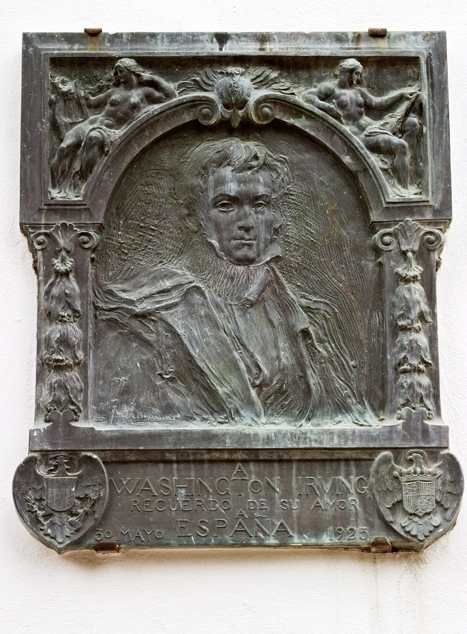 Plaque commémorative de la vie de Washington Irving et de son amour pour l