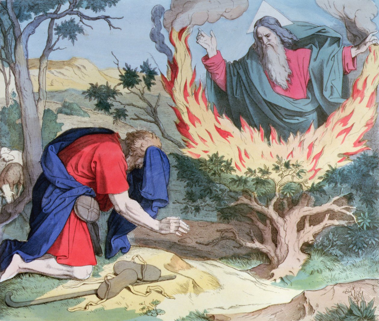 Moïse et le buisson ardent - Spanish School