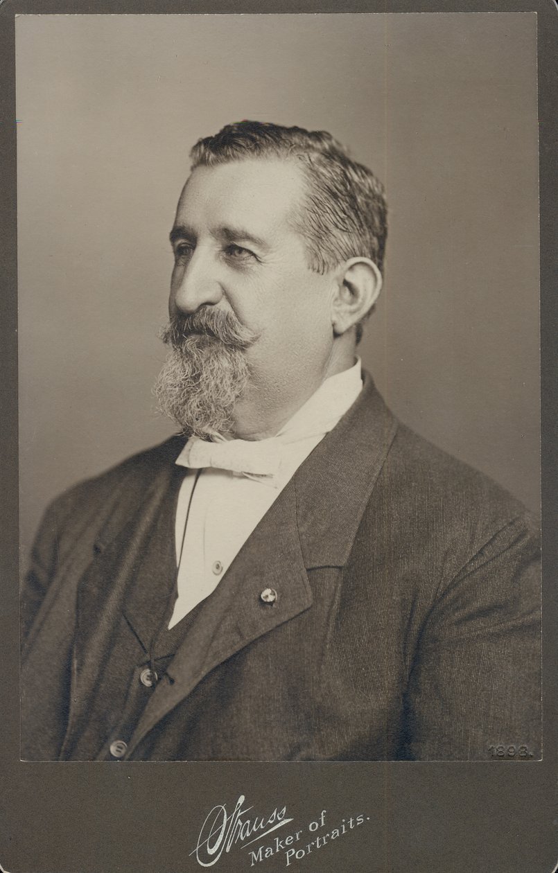 Portrait en buste de Leopold Methudy portant un costume, un gilet et un nœud papillon, tourné vers la gauche - St. Louis Strauss