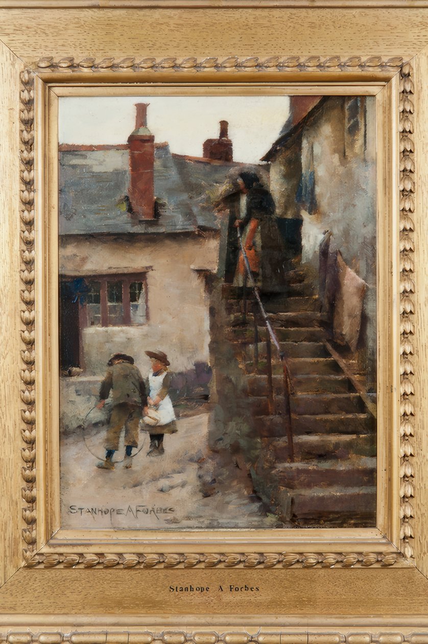 Enfants dans une rue de Newlyn - Stanhope Forbes