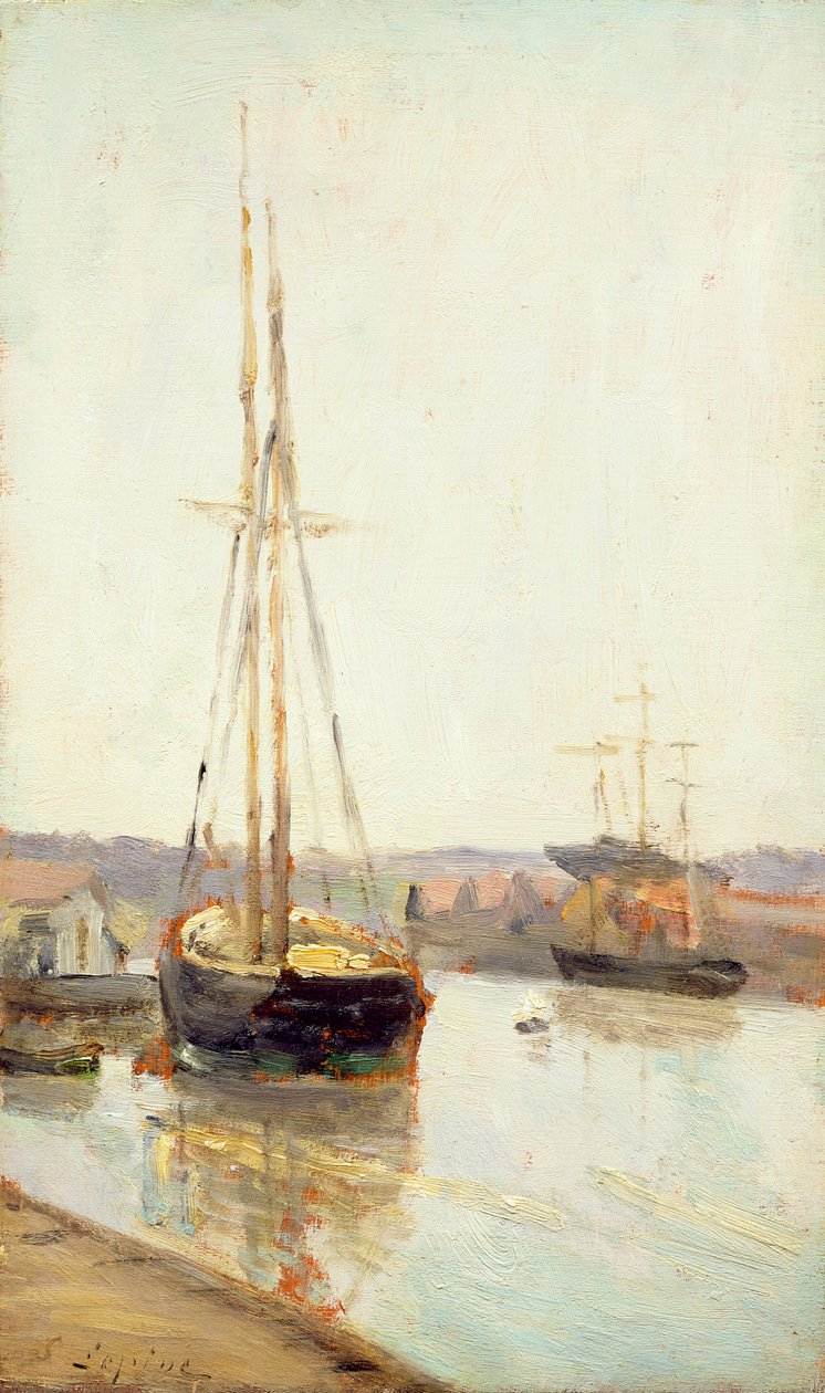 Bateaux sur un canal - Stanislas Victor Edouard Lepine