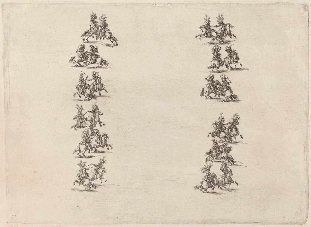 Cavaliers combattant en deux colonnes - Stefano della Bella