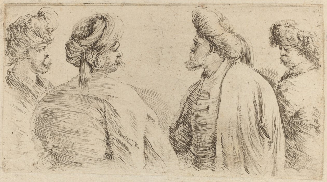 Quatre Turcs portant des turbans - Stefano della Bella