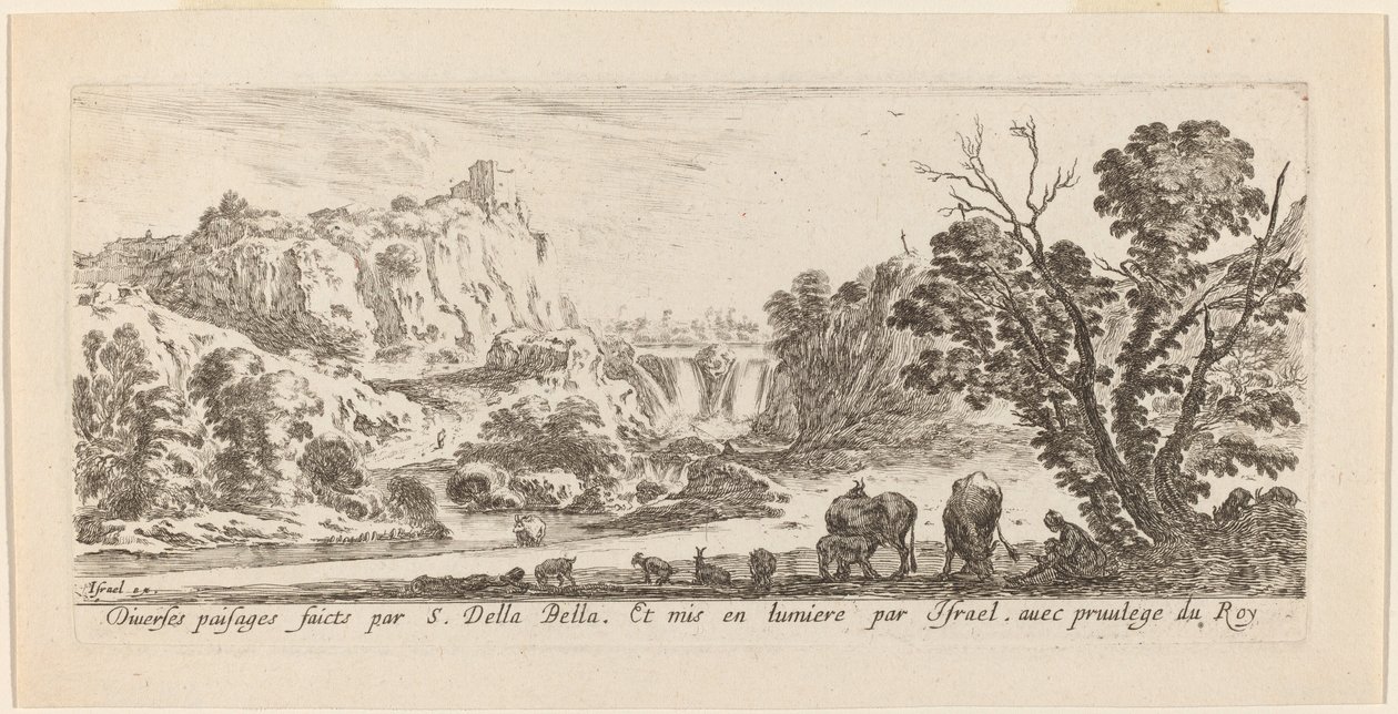Paysage avec cascade - Stefano della Bella