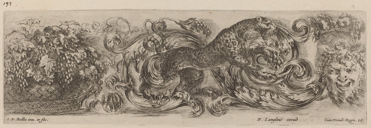 Frise ornementale avec léopard, probablement 1648 - Stefano della Bella