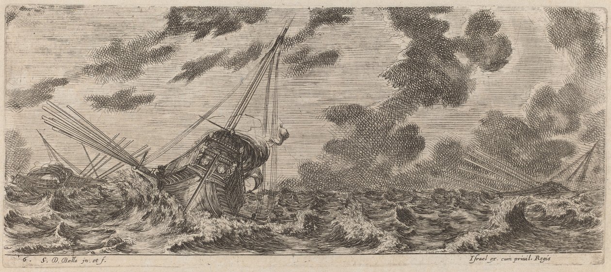 Navire en tempête - Stefano della Bella