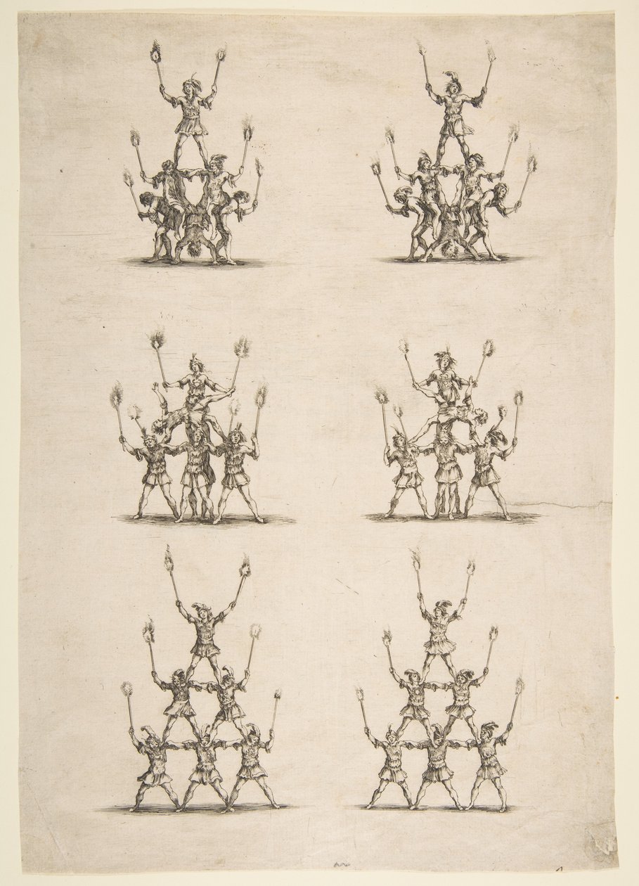 Trente-six acrobates en six groupes, 1652 - Stefano della Bella