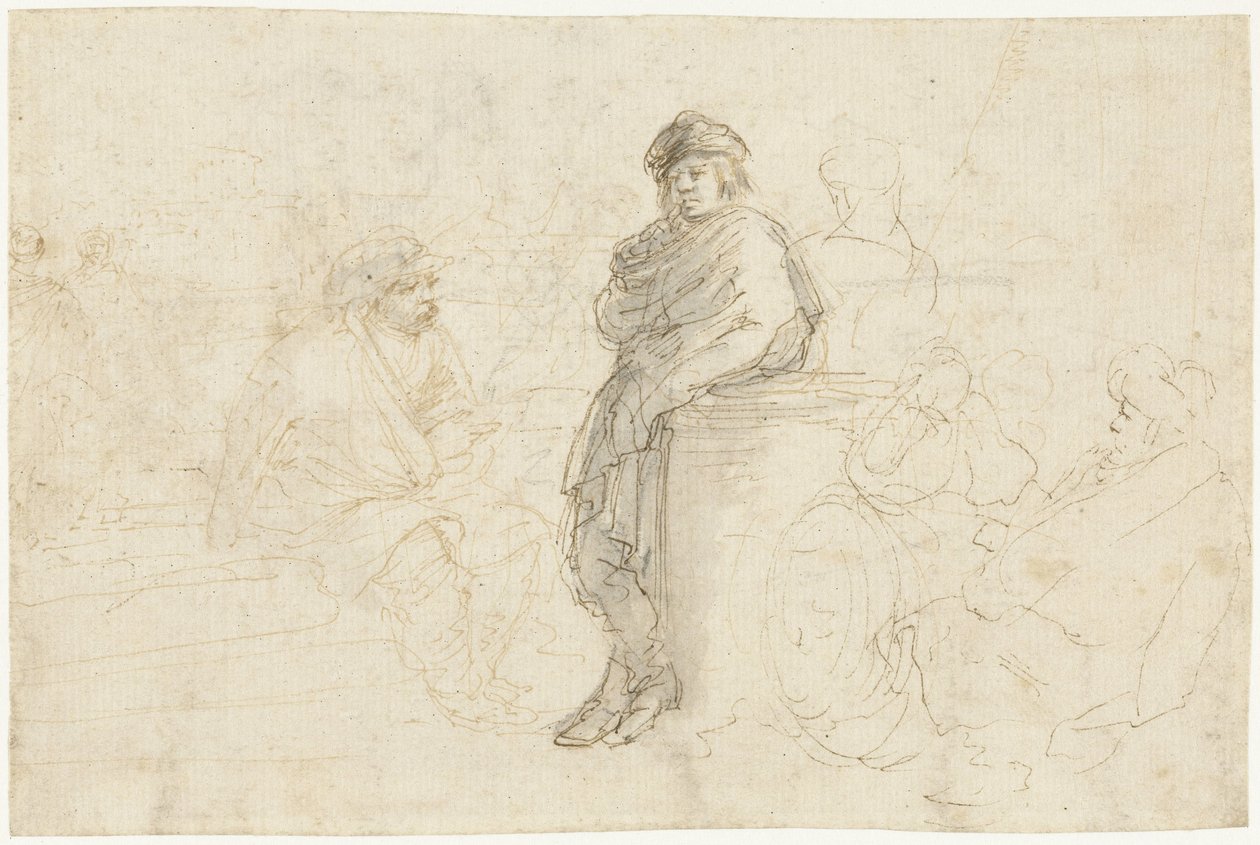 Orientaux attendant sur un quai - Stefano della Bella