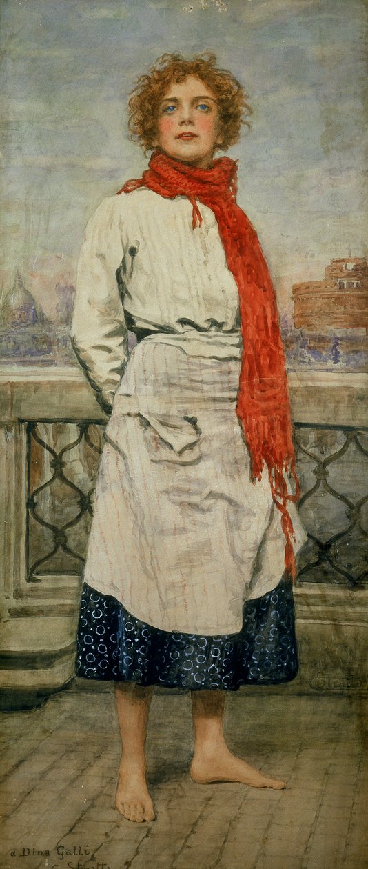 Peinture de Carlo Stratta, représentant Dina Galli dans Scampolo, une production théâtrale de Dario Niccodemi - Stratta; Carlo Stratta; Carlo