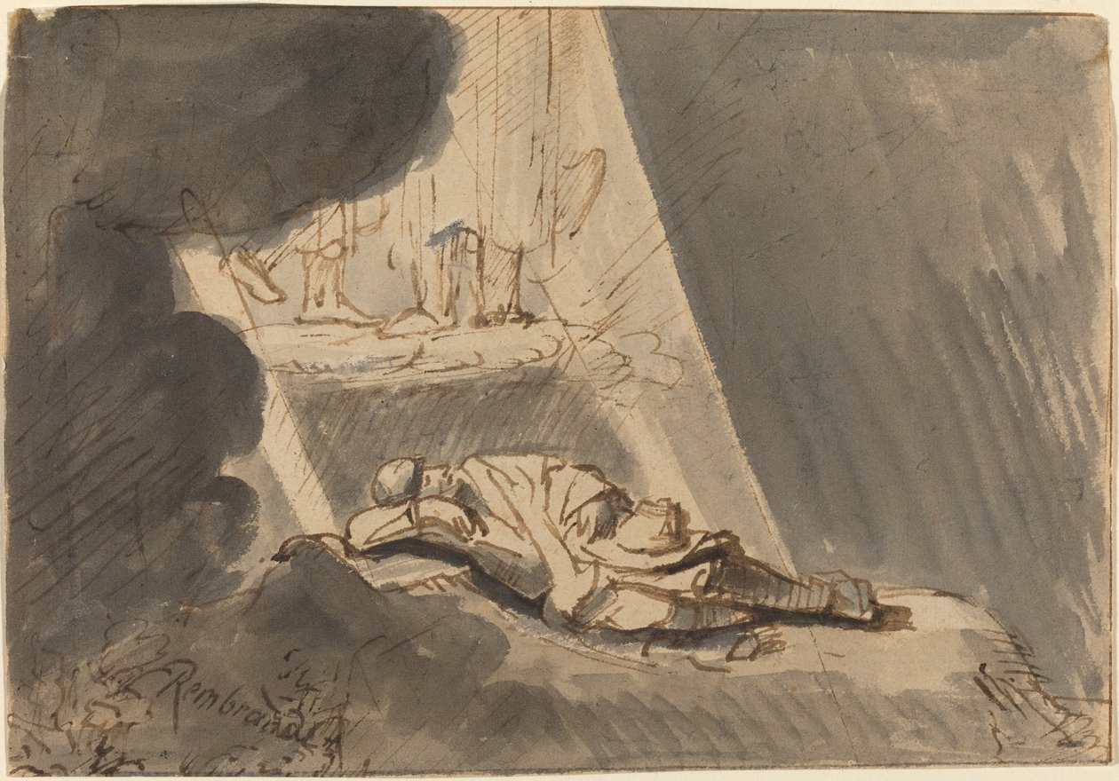 Le rêve de Jacob - Style of Rembrandt van Rijn
