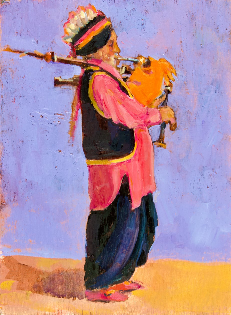 Joueur de cornemuse indien, 2020 - Sue Wales