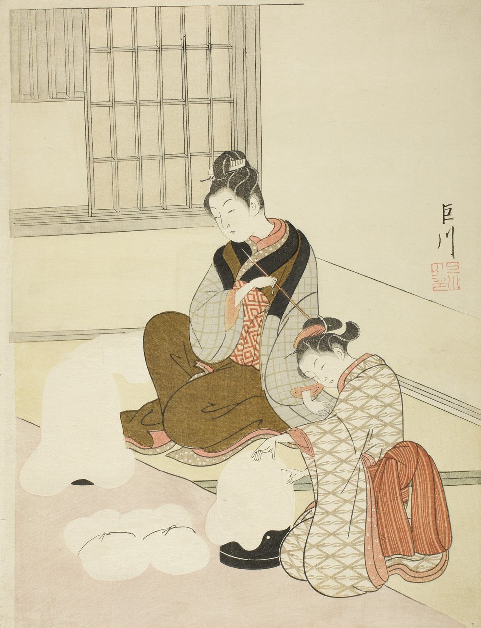 Neige du Soir sur un Façonneur de Floss - Suzuki Harunobu