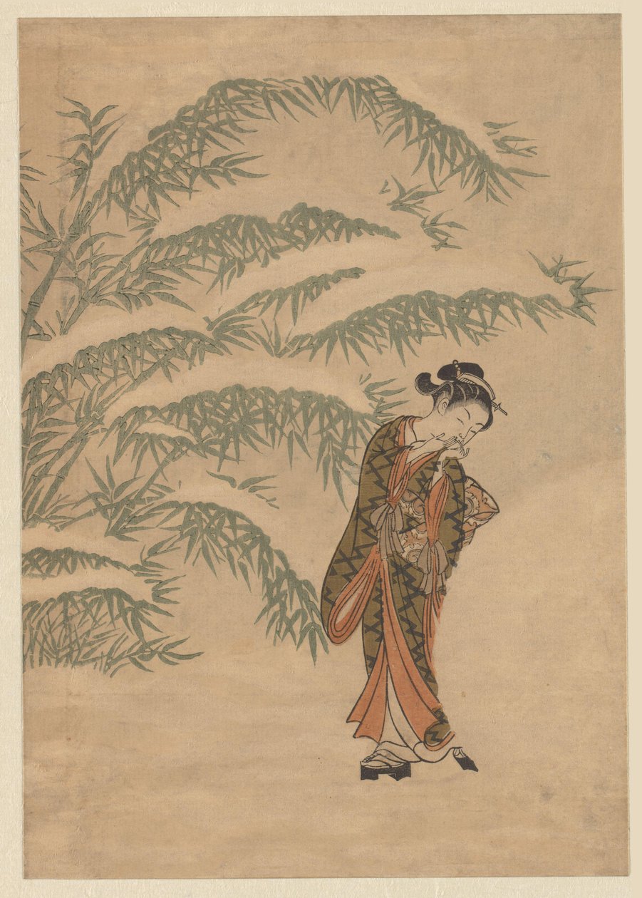 Fille et boule de neige - Suzuki Harunobu