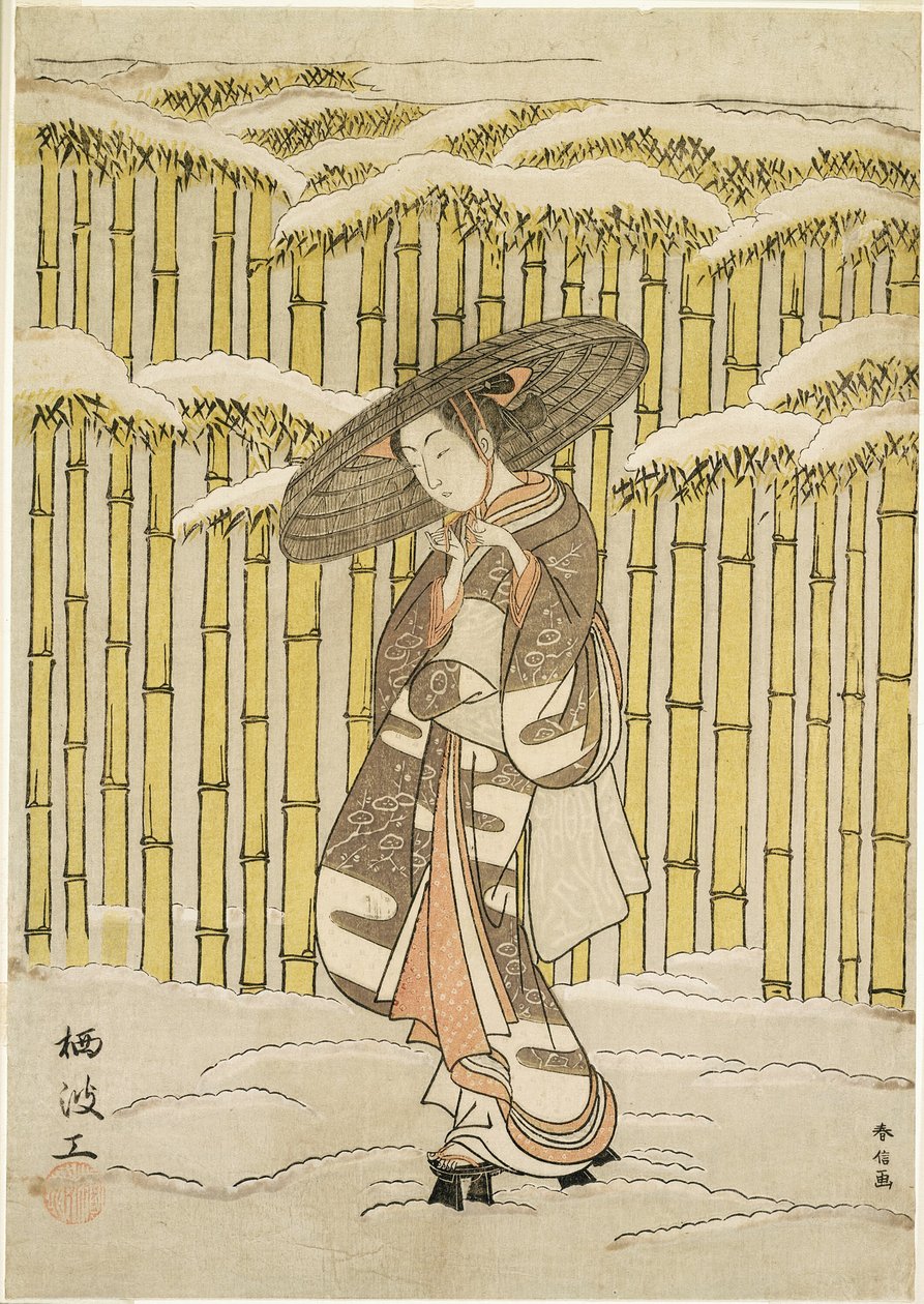 Passage dans la forêt de bambous - Suzuki Harunobu