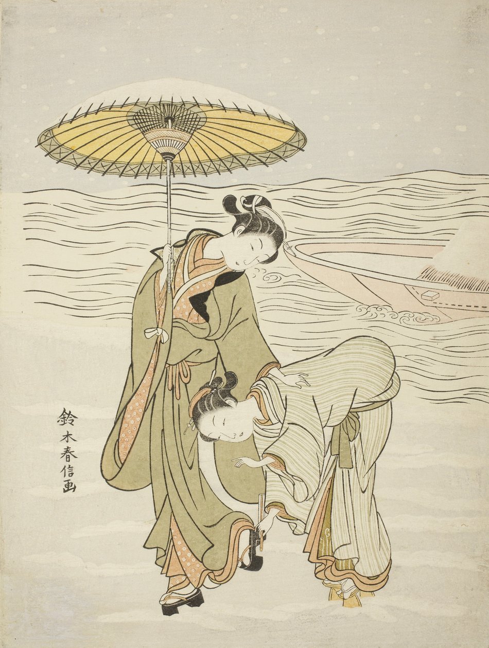 Le Geta encombré de neige, c.1767-68 - Suzuki Harunobu