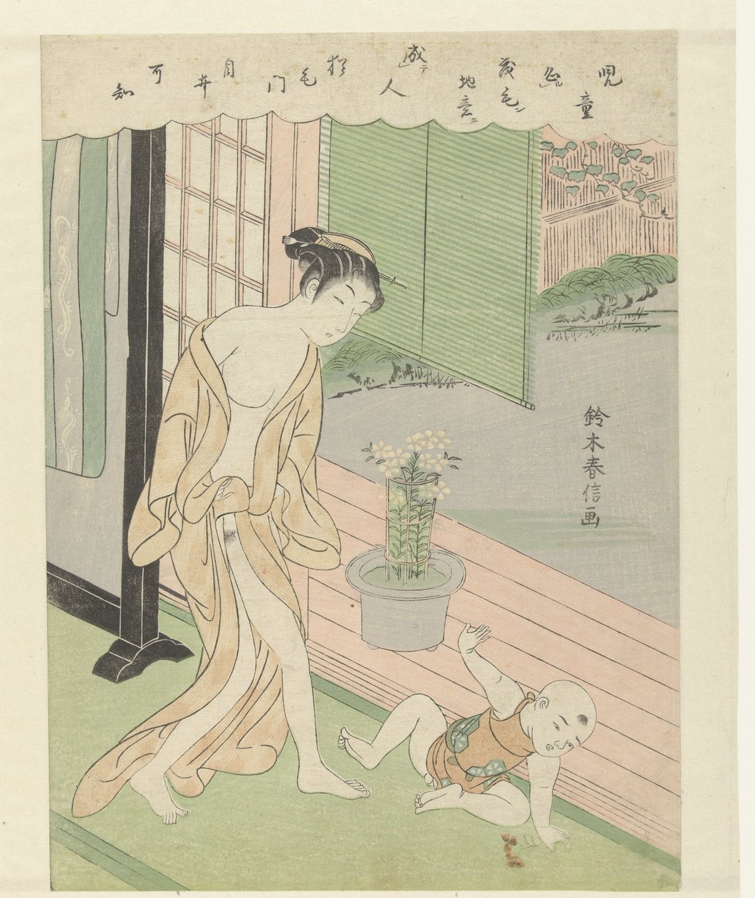 Femme et enfant espiègle - Suzuki Harunobu
