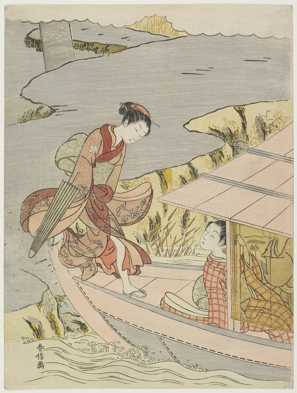 Femme montant à bord d