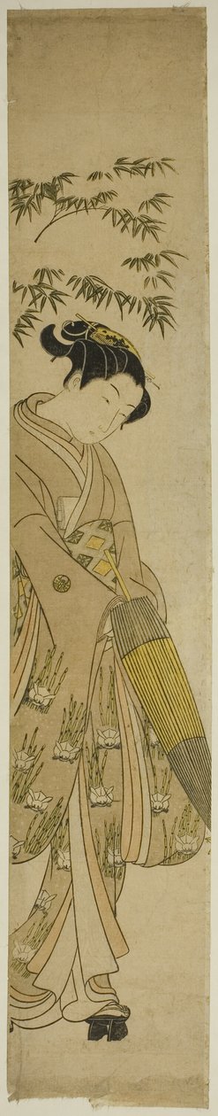 Jeune femme marchant dans la neige - Suzuki Harunobu