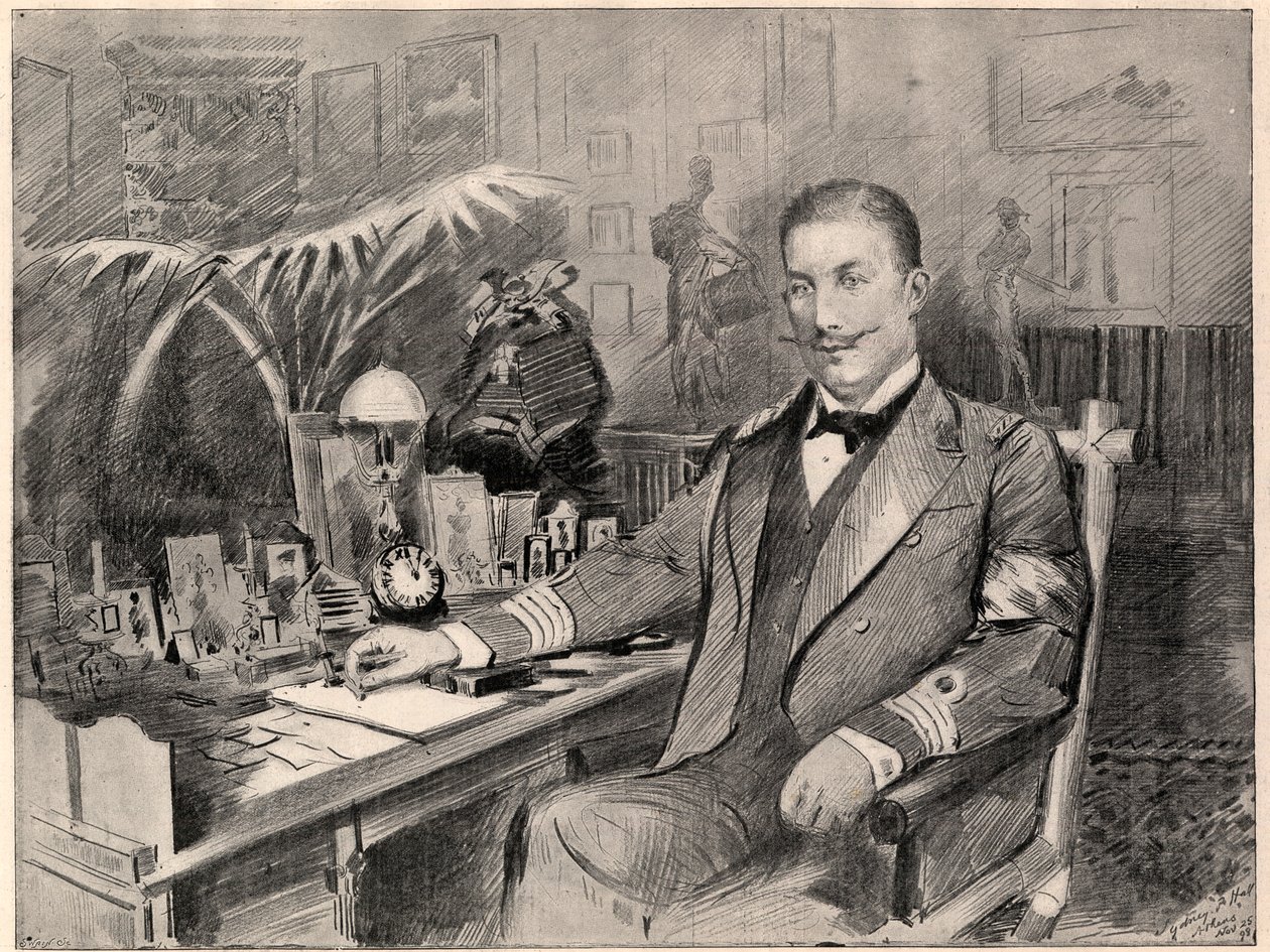 Prince Georges de Grèce et de Danemark, haut-commissaire de Crète, chez lui à Athènes, 1898 - Sydney Prior Hall