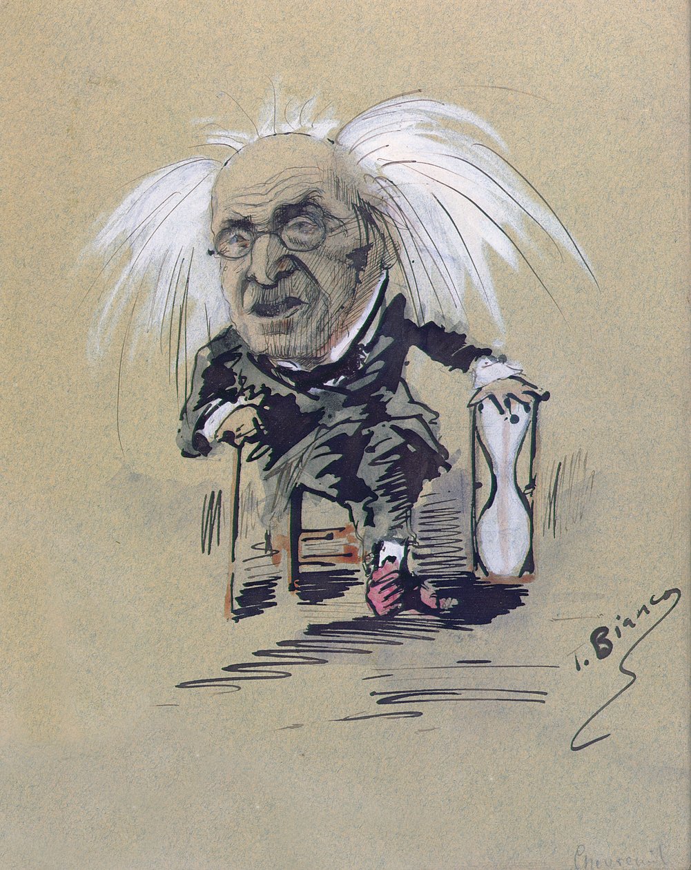 Caricature de Michel-Eugène Chevreul (1786-1889) vers 1885-89 - T. Bianco