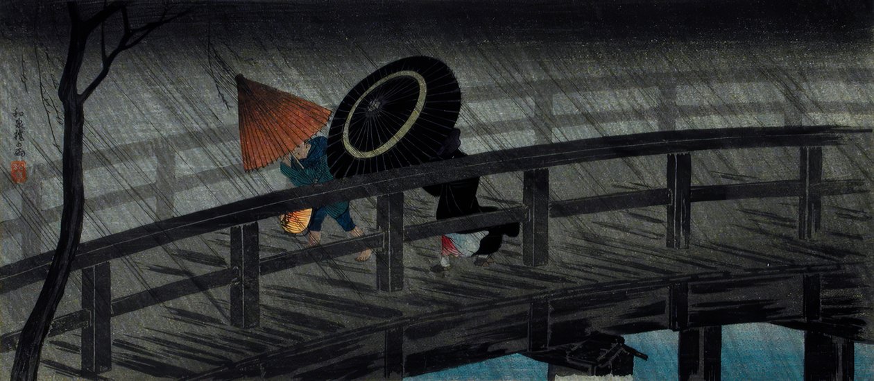 Pluie sur le pont Izumi - Takahashi Hiroaki