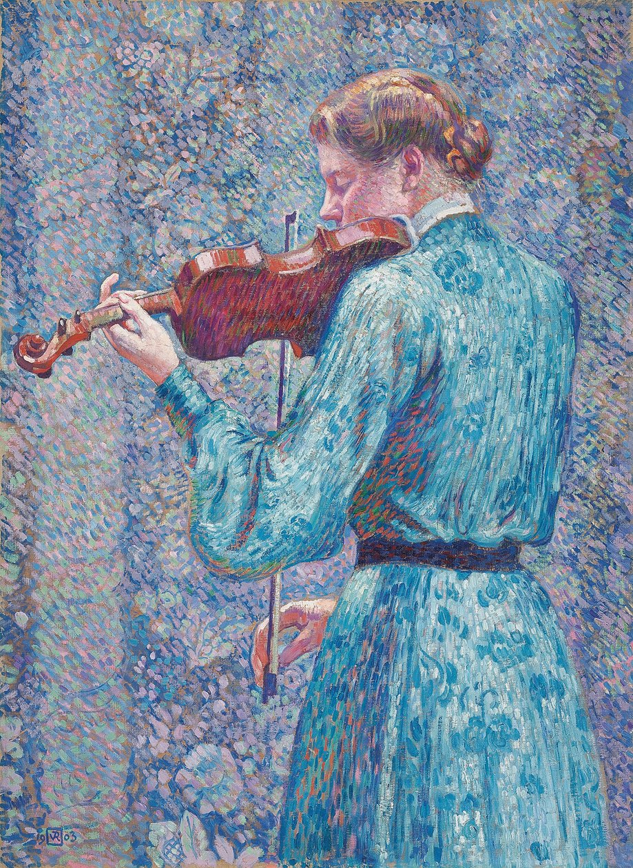 Marie-Anne Weber jouant du violon - Théo van Rysselberghe