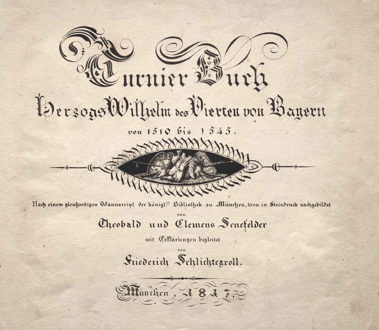 Livre sur les Tournois : Page de Titre - Theobald Senefelder