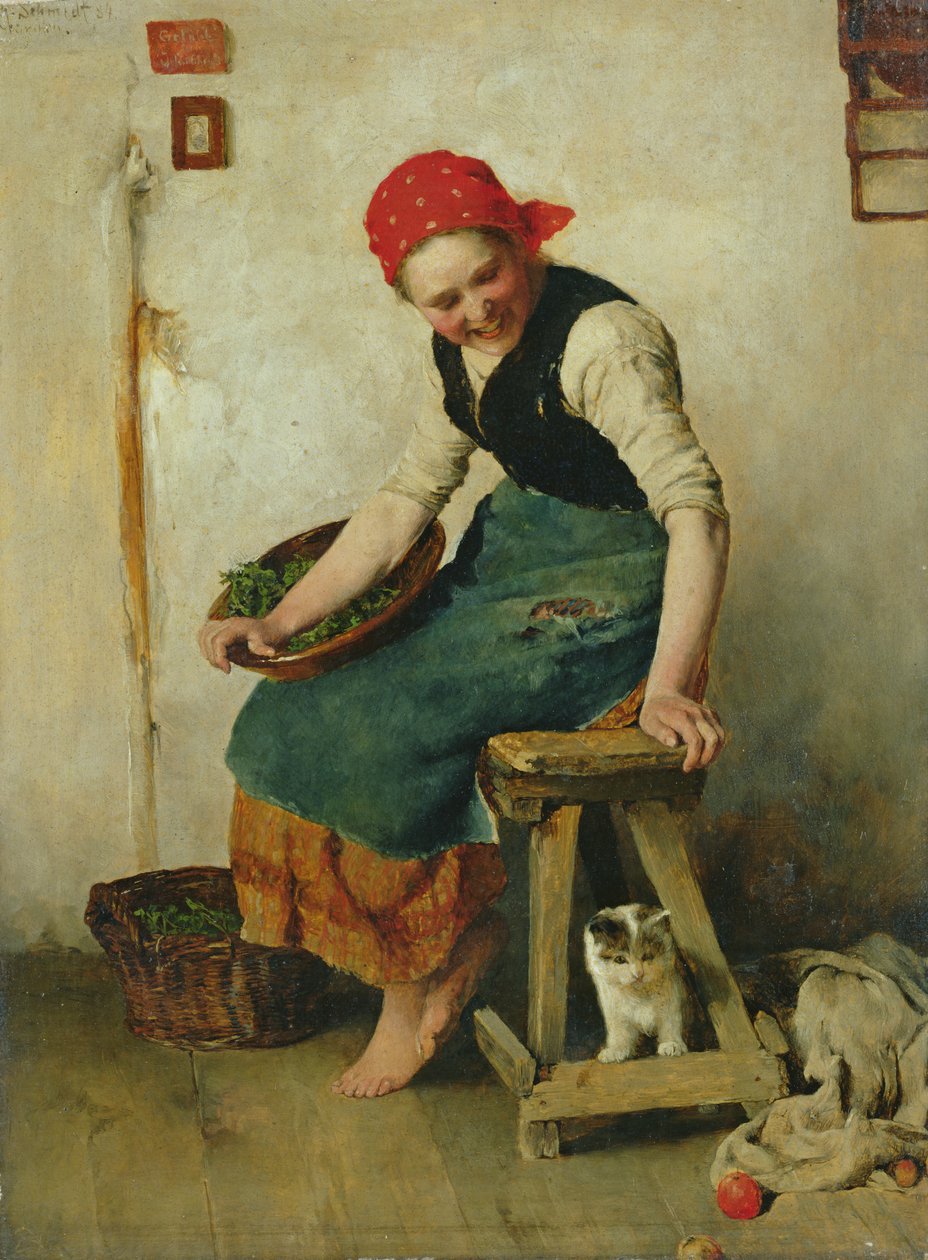 Jeune fille avec un chat, 1884 - Theodor Schmidt