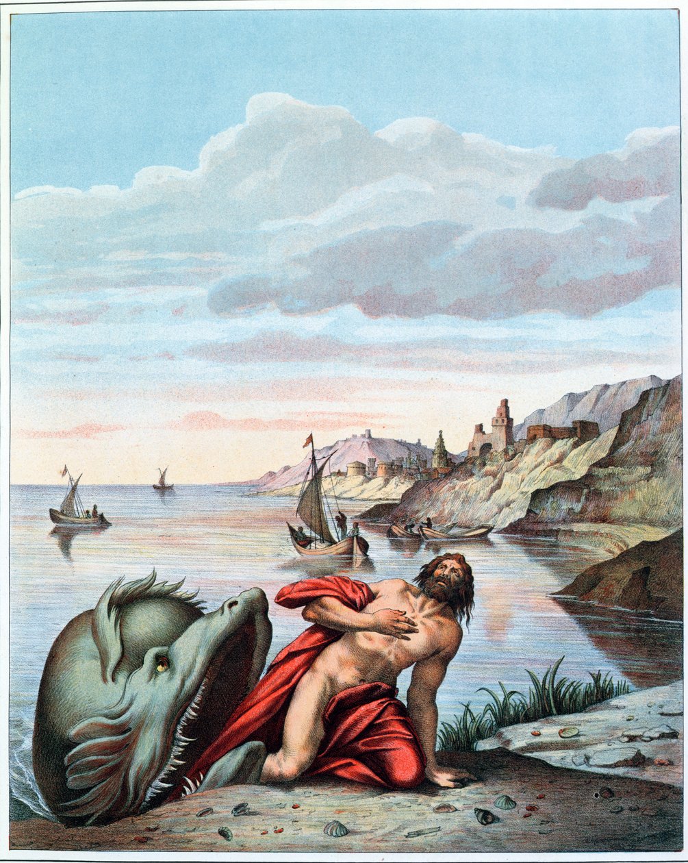 Jonas jeté par la baleine sur le rivage, gravé par Eugène Ronjat - Theodore Amst