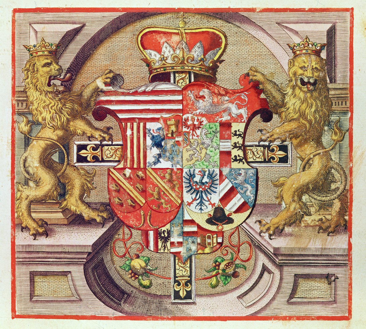 Admiranta Narratio..., Gravure armoriale (page 3), 1585-1588 - Theodore de Bry