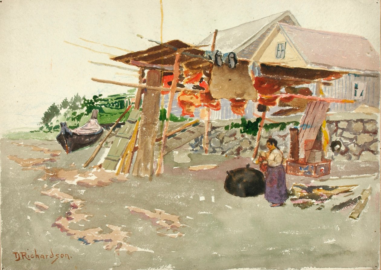 Séchage du saumon, Indian Village, Alaska - Theodore J. Richardson