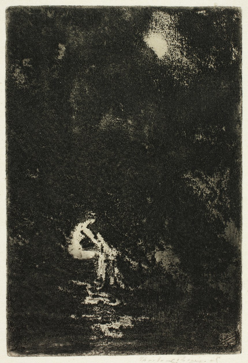 Une nymphe se baignant, clair de lune - Theodore Roussel