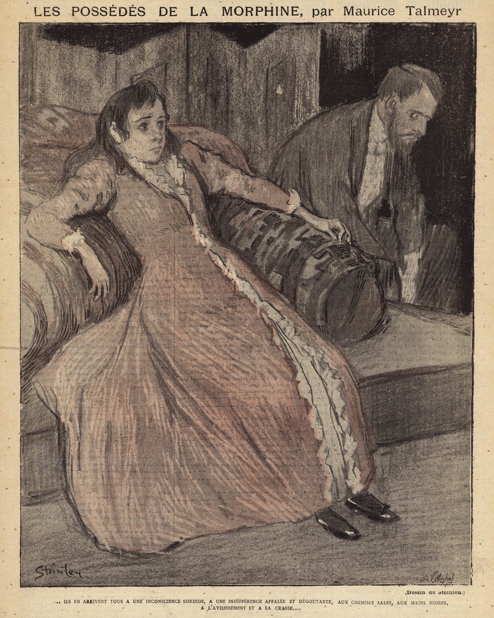 Scène de Le Possédés de la Morphine par Maurice Talmeyr - Théophile Alexandre Steinlen