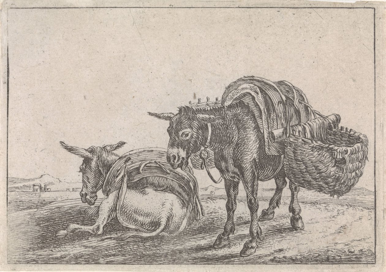 Deux mules - Théodorus van Kessel