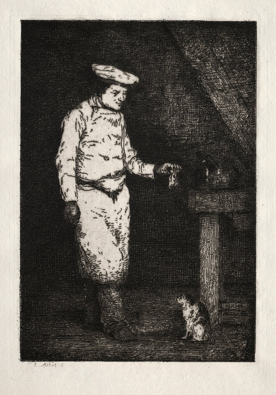 Le déjeuner du chat - Auguste Theodule Ribot