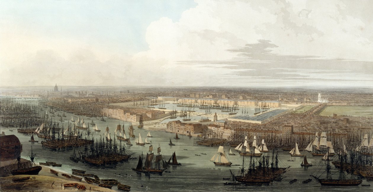 Wapping, vue élevée du dock, 1803 - Thomas und William Daniell