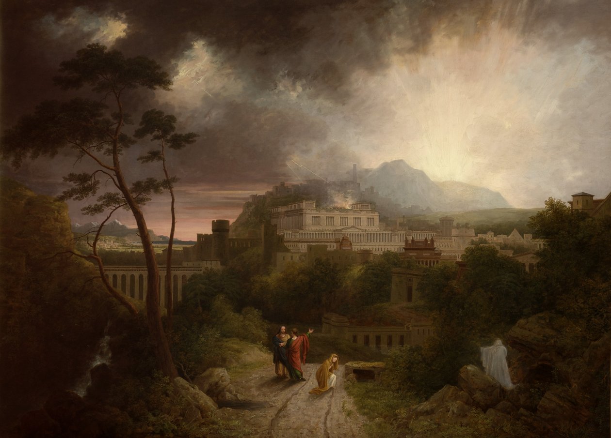 Le Christ apparaissant à Marie-Madeleine avec une vue de Jérusalem au-delà au moment de la crucifixion - Thomas Christopher Hofland