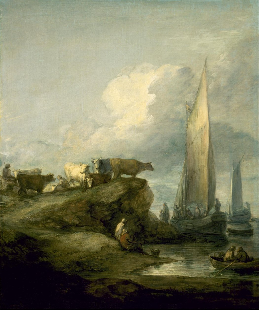 Scène côtière avec navires et bétail - Thomas Gainsborough