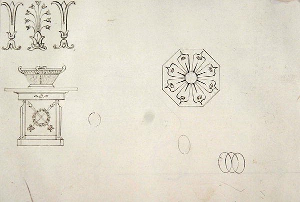 Conception pour décoration moulée, de Twenty-one pen drawings of Decorative Details in Antique Style - Thomas Hope