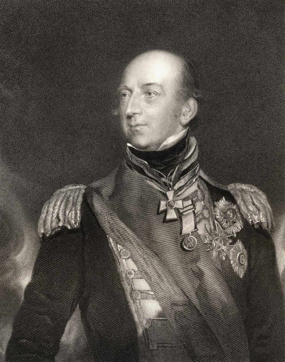 Sir Edward Codrington, amiral britannique, gravé par J. Cochran, de 