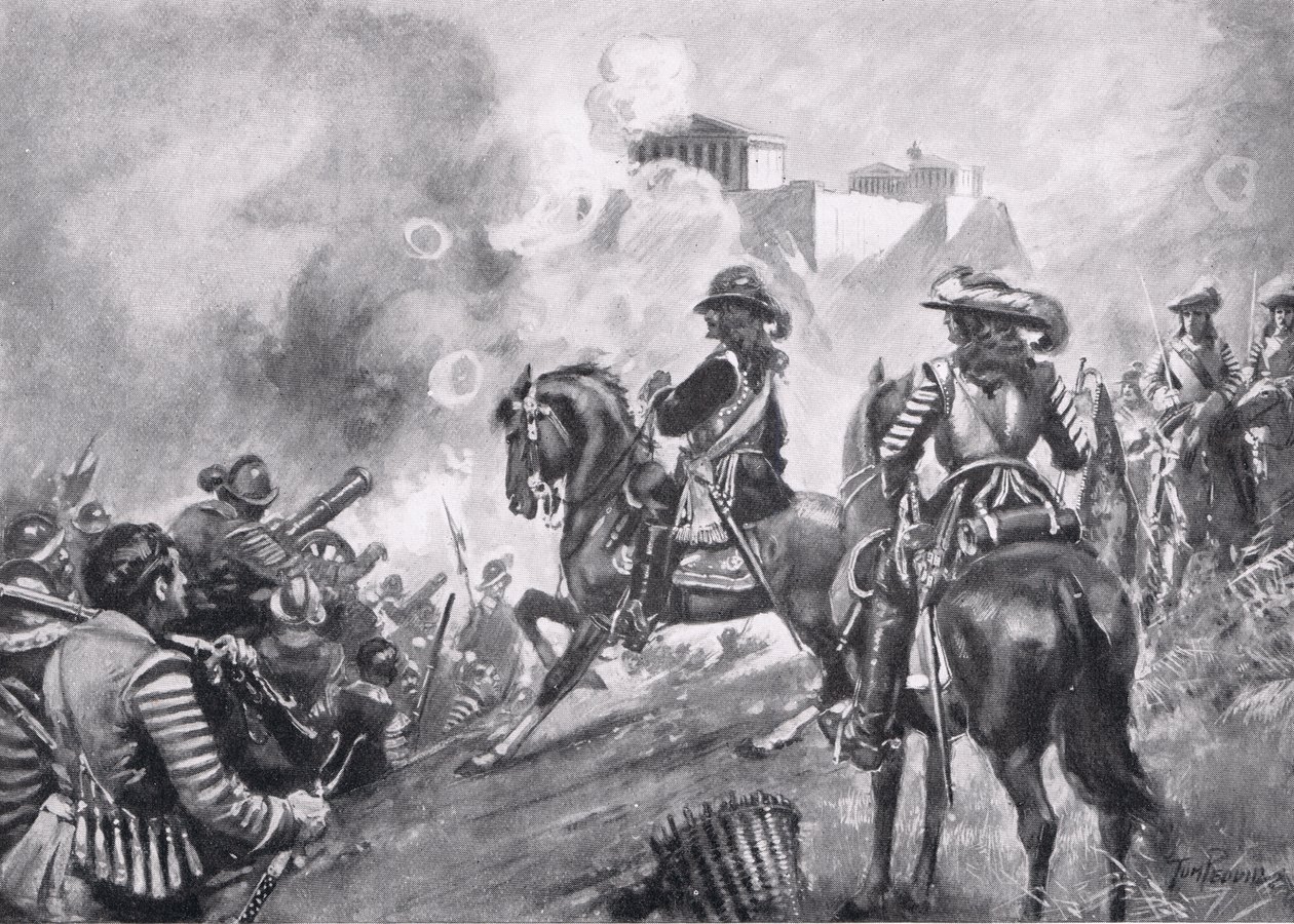 Francesco Morosini bombardant le Parthénon, illustration de l