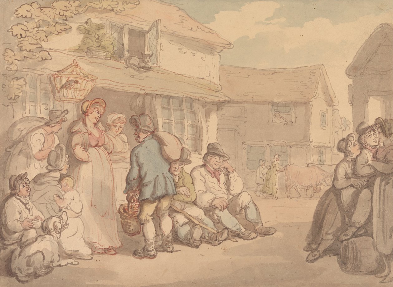 Scène de village avec paysans au repos - Thomas Rowlandson
