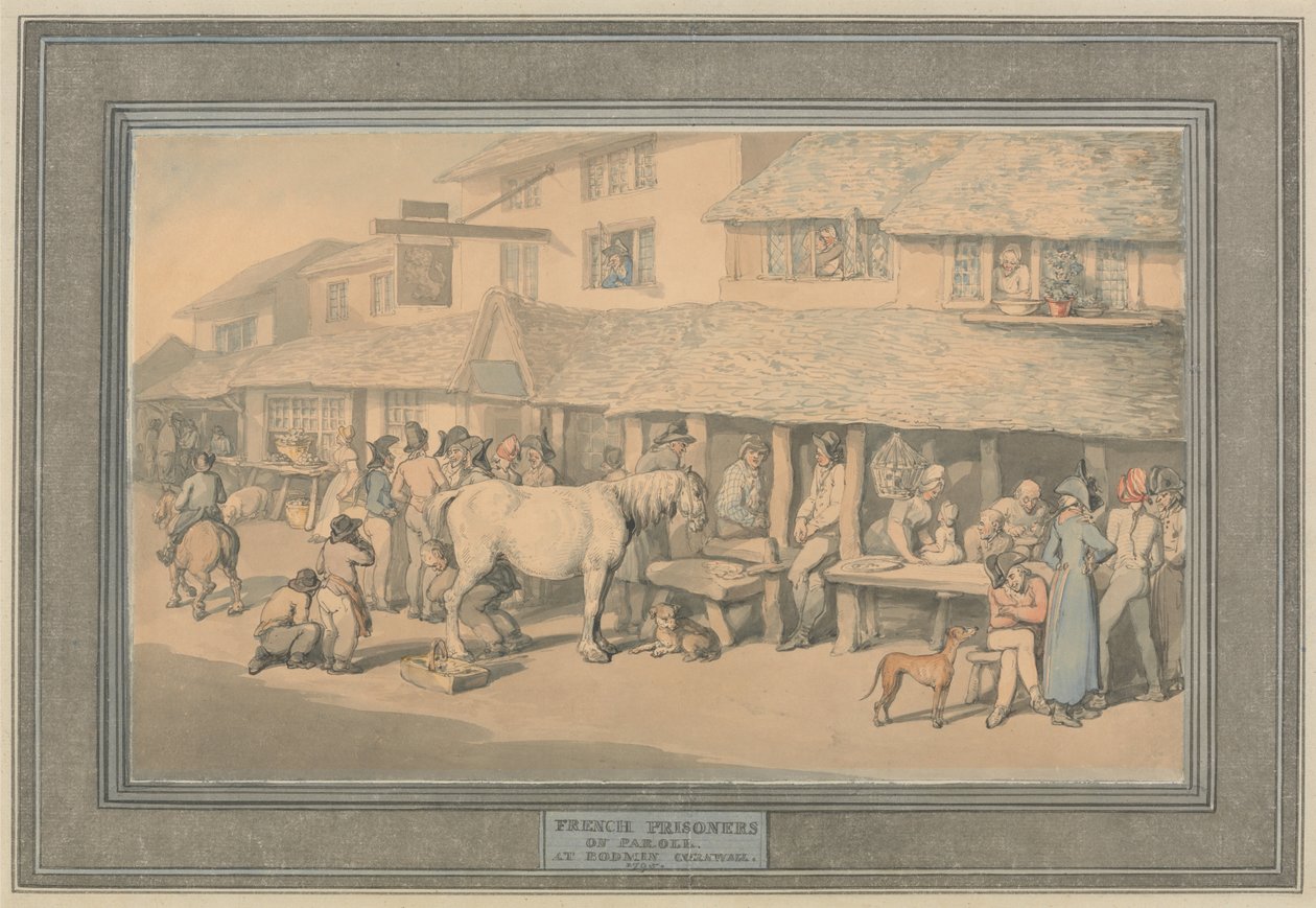 Bodmin Cornwall - Prisonniers français en liberté conditionnelle - Thomas Rowlandson