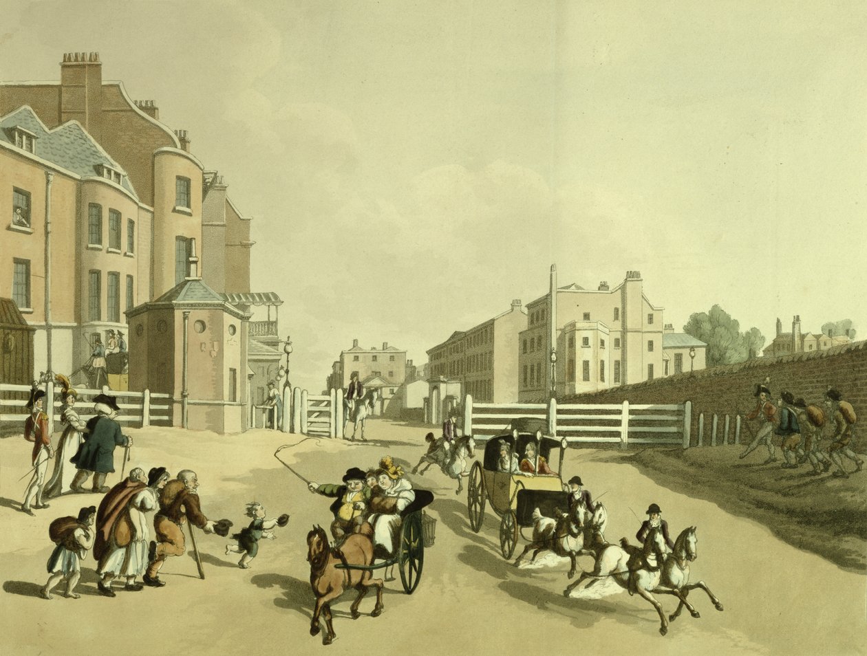 Entrée de Oxford Street à Tyburn Turnpike avec vue sur Park Lane, 1798 - Thomas Rowlandson