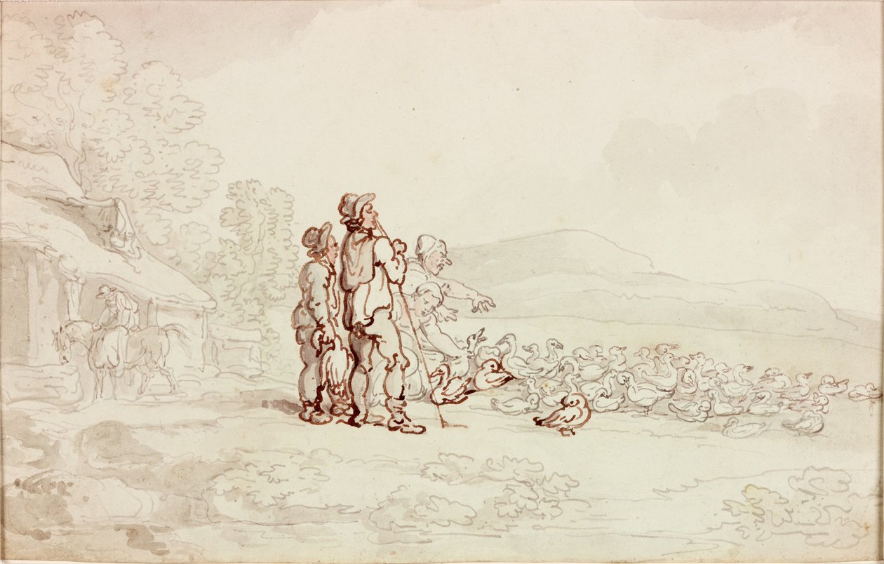 Scène de ferme avec troupeau d