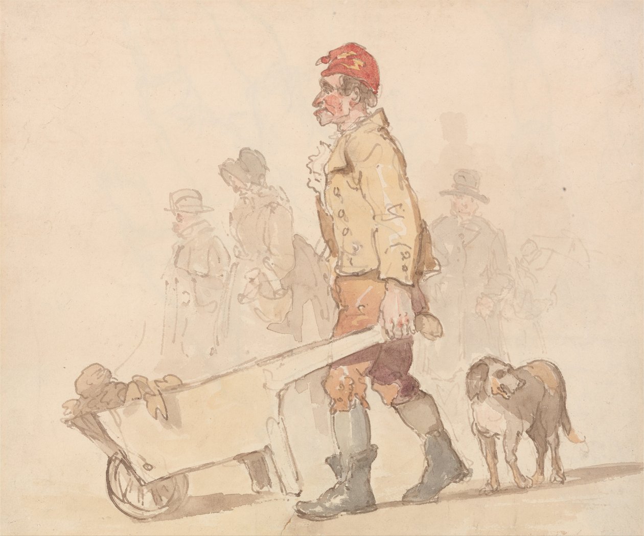 Homme avec une brouette et un chien - Thomas Rowlandson