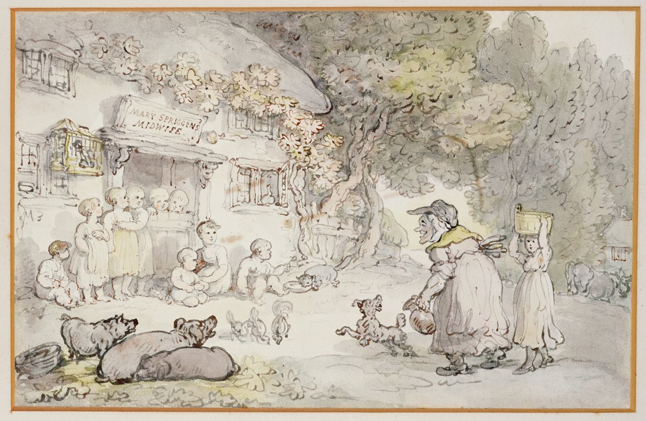 Mary Spriggens, la sage-femme - Thomas Rowlandson